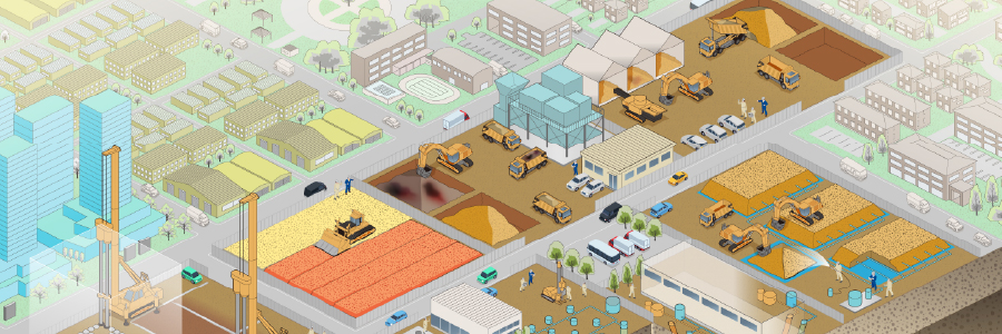 土木の技術を解説するアイソメイラストの制作